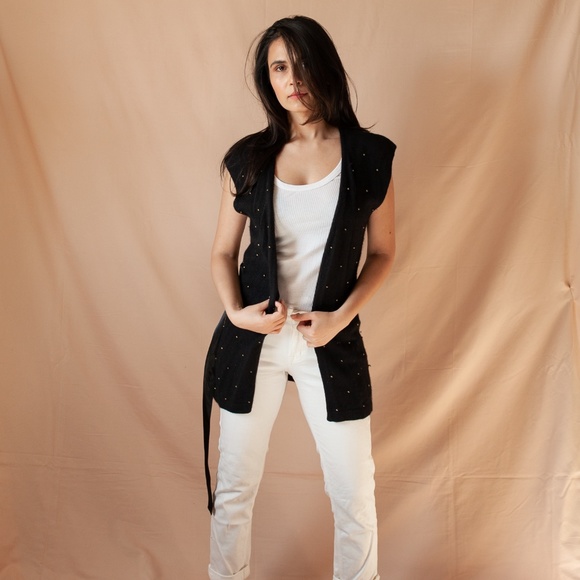 Long Vest with gold bead details - Picture 1 of 2